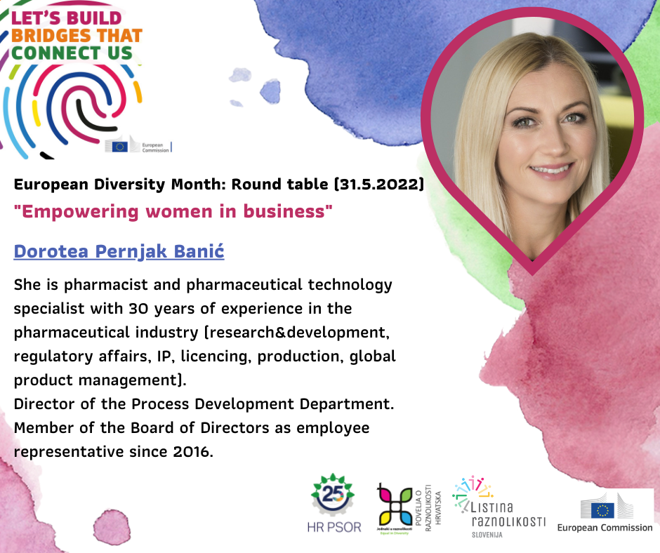 Presenting a spokeswoman on Roundtable "Empowering Women in Business", May 31th, online, 10:00 - 11:30 Društveno odgovorno poslovanje u Hrvatskoj - Dop.hr