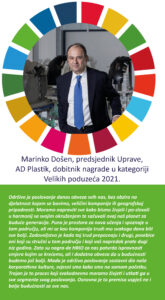 Marinko Došen, predsjednik Uprave AD Plastik, dobitnik nagrade u kategoriji Velikih poduzeća 2021. Društveno odgovorno poslovanje u Hrvatskoj - Dop.hr
