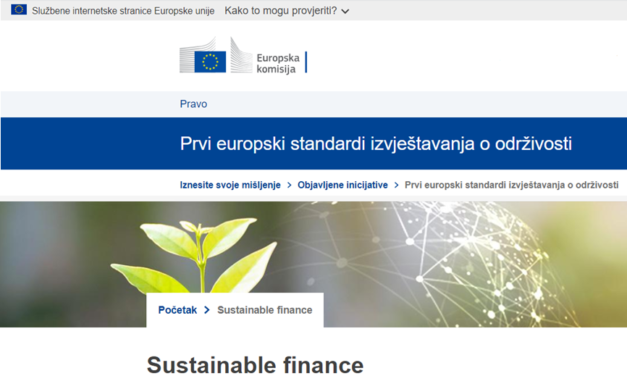 Europska komisija pokrenula je savjetovanje o nacrtu Delegiranog akta kojim se utvrđuju Europski standardi za izvještavanje o održivosti (ESRS)