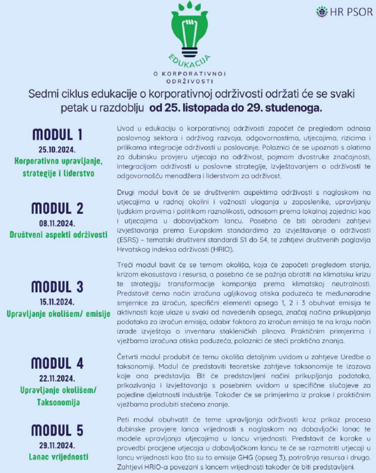 Otvorene su prijave za 7. ciklus Edukacije o korporativnoj održivosti! Društveno odgovorno poslovanje u Hrvatskoj - Dop.hr